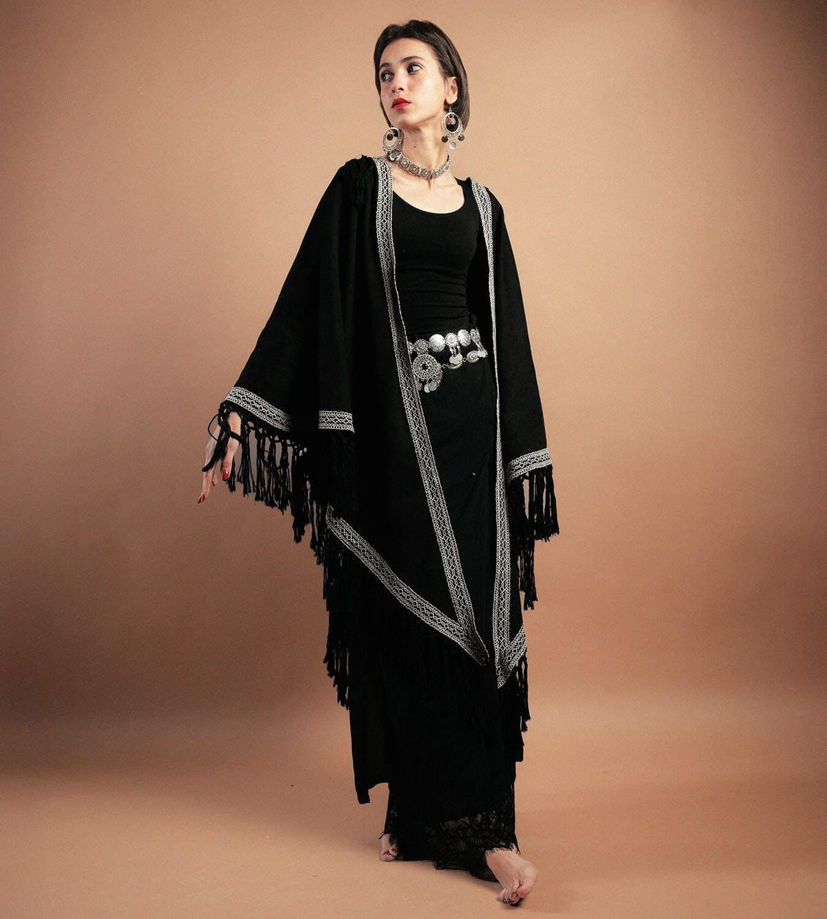 Boho Black Shawl
