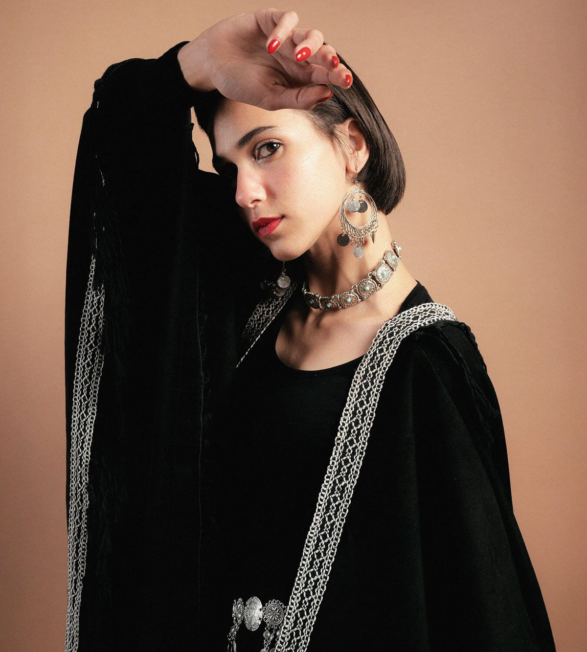 Boho Black Shawl