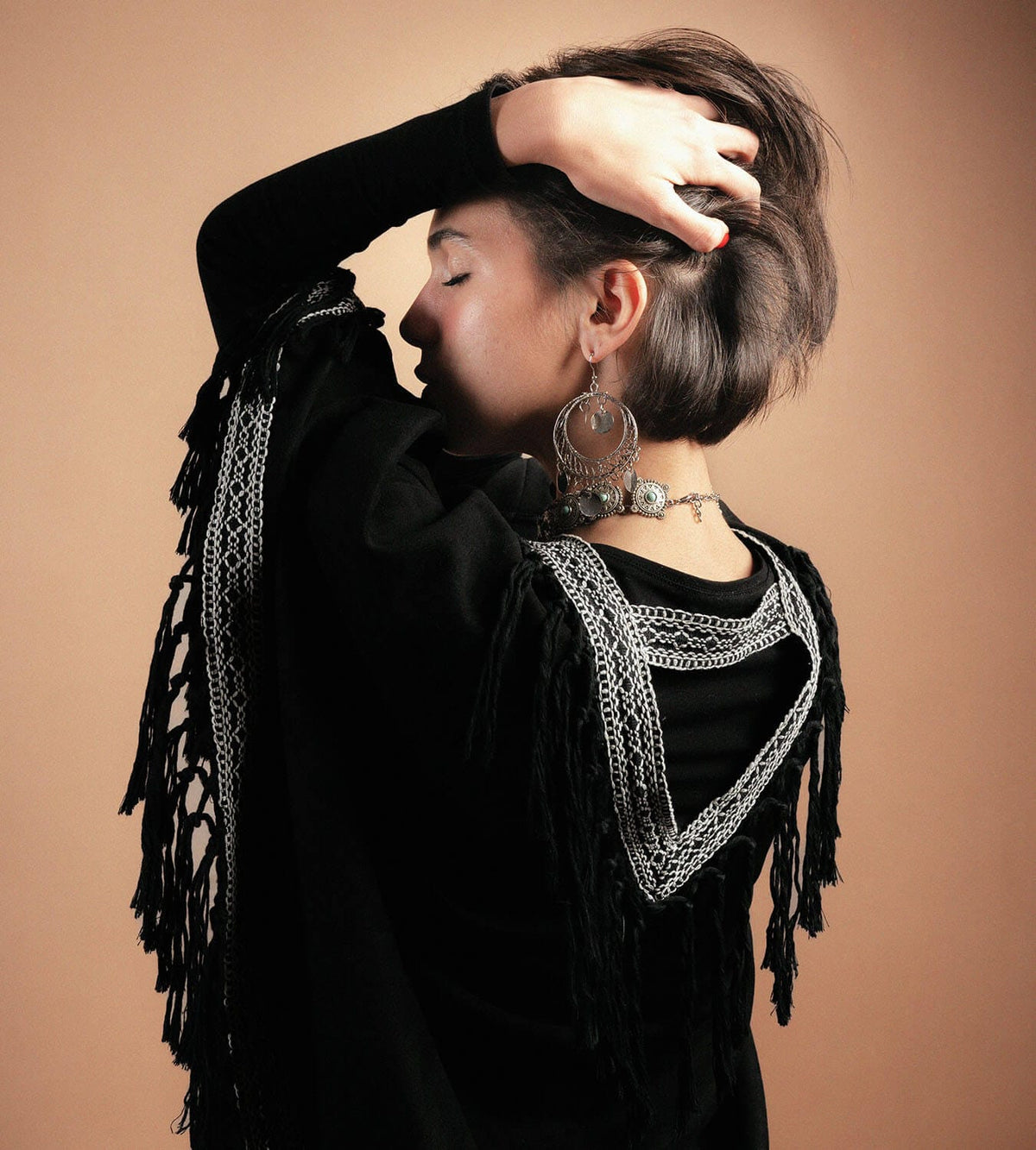 Boho Black Shawl