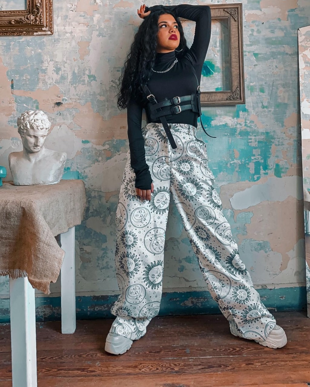 White Sun & Moon Pants