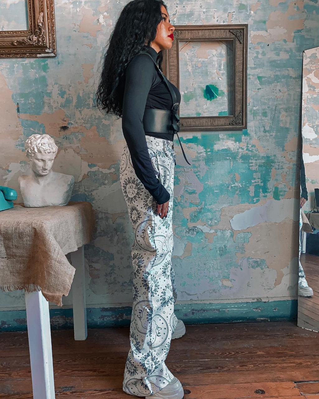 White Sun & Moon Pants