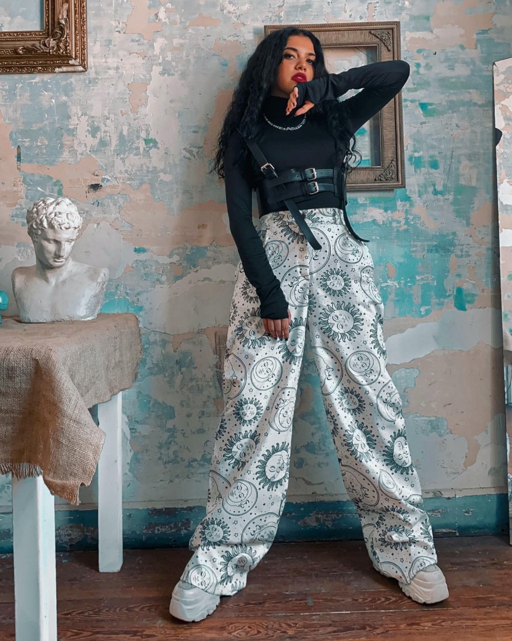 White Sun & Moon Pants