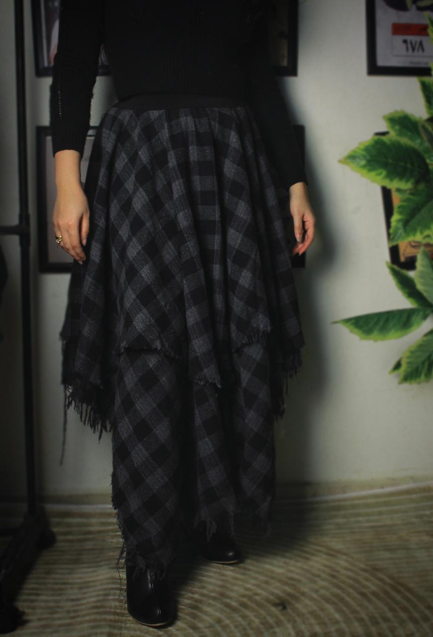 Layered Checkered Skirt