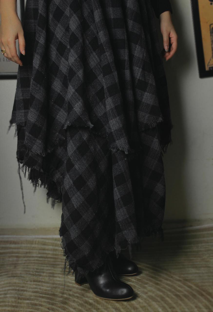 Layered Checkered Skirt