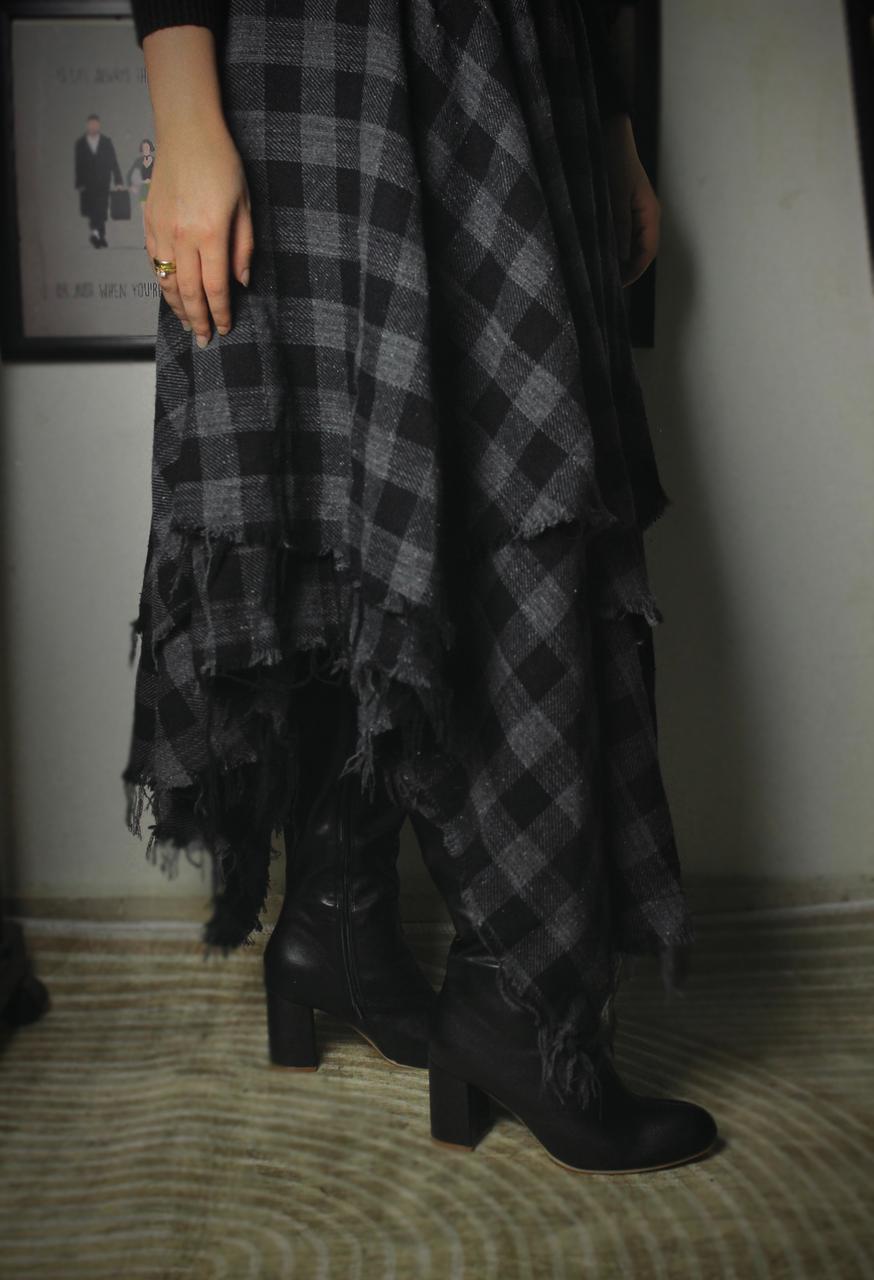 Layered Checkered Skirt