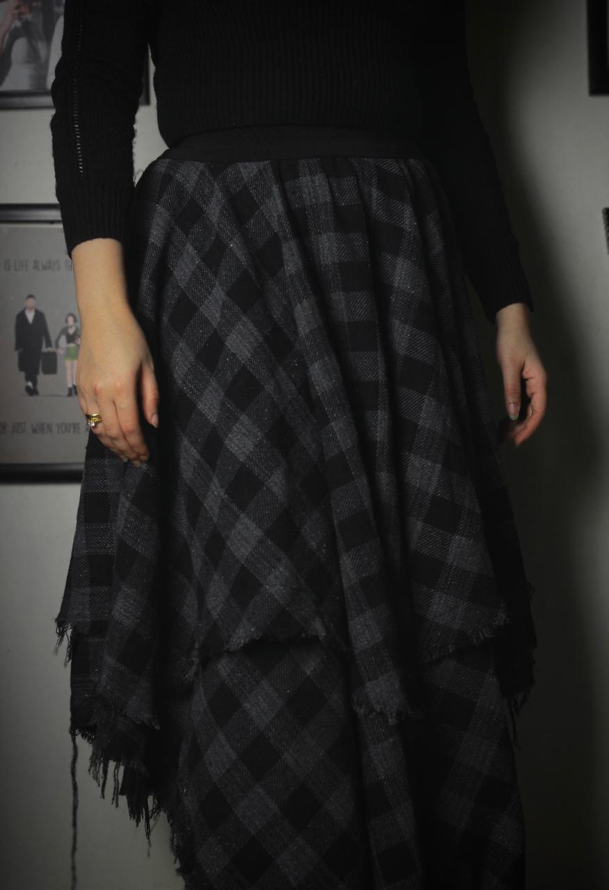 Layered Checkered Skirt