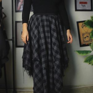 Layered Checkered Skirt